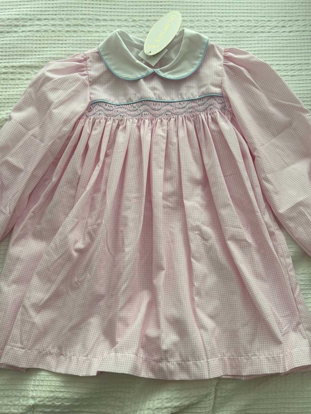 NWT Lullaby Set Girls Pink Smocked Dress with Peter Pan Collar